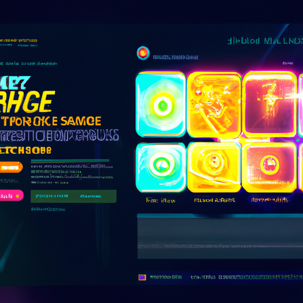 Arcade UI with neon HUD